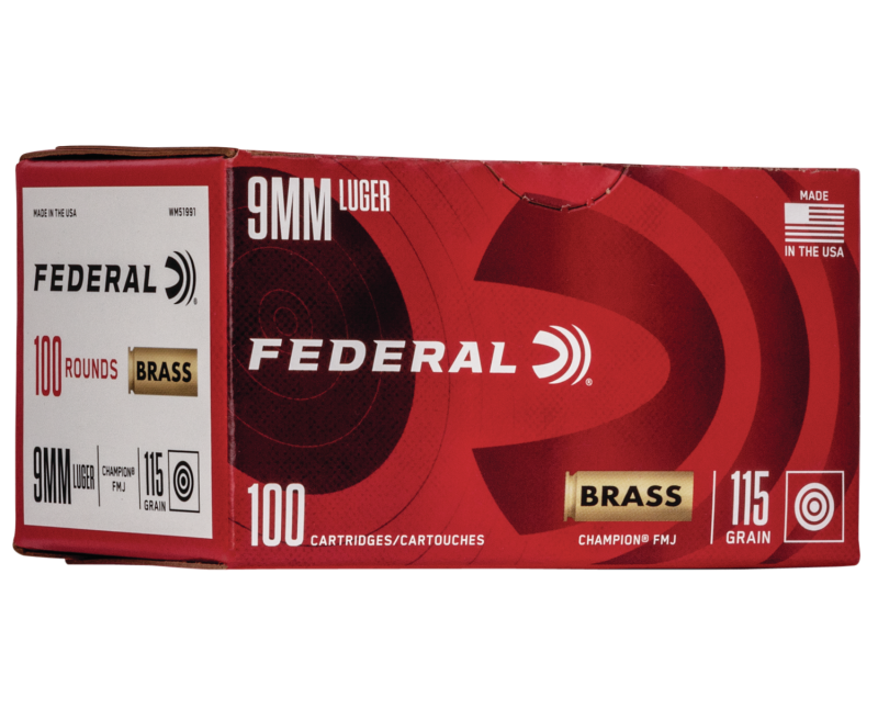 121121.png Federal Champion Training Handgun Ammo 9mm 100-Rounds 115 Grain FMJ - Image 1
