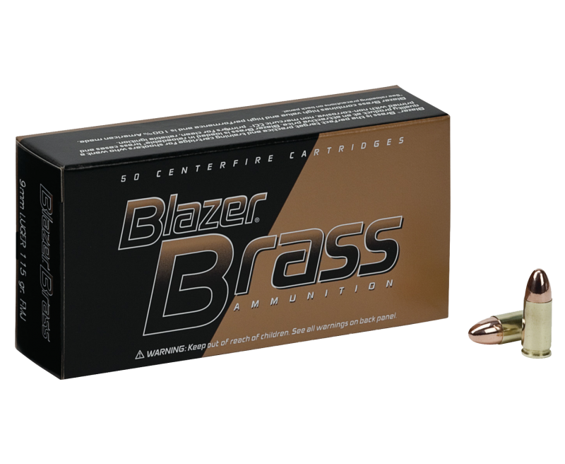 CCI-Ammunition-Blazer-Brass-51991BB-604544625295-1.png CCI Ammunition Blazer Brass Brass 9mm 115 Grain 100-Rounds FMJ - Image 1