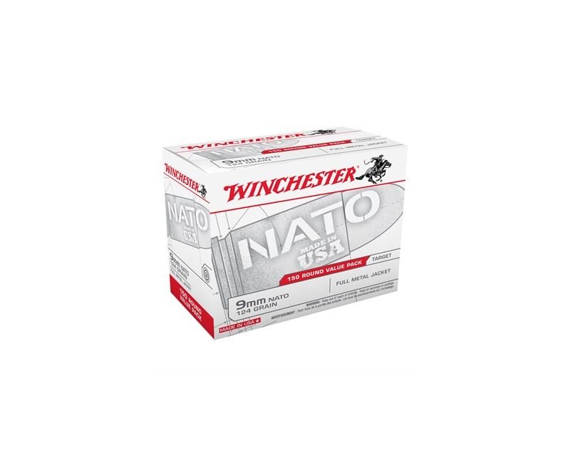 Winchester-Ammunition-NATO-Ammunition-USA9NATOY-020892221413.jpg Winchester Ammunition NATO Ammunition 9mm 150Rd 124 GR - Image 1