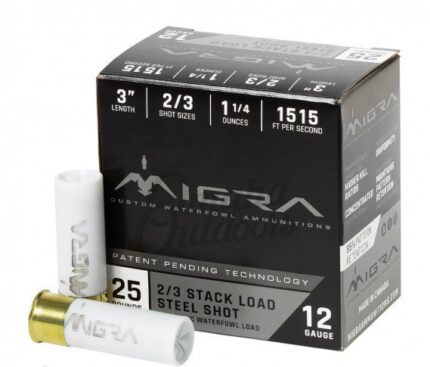 Migra Stack Load Steel 12GA 3" 2/4 Stacked 1 1/4oz ,FPS 1515, 25RD Per Box 683828726491