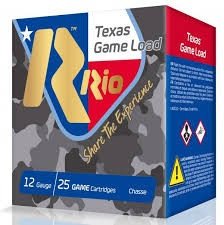 Rio 12 Gauge Ammunition Texas Game Load TG3675TXCASE 2-3/4" 1-1/4 oz 7-1/2 Shot CASE 250 Rounds